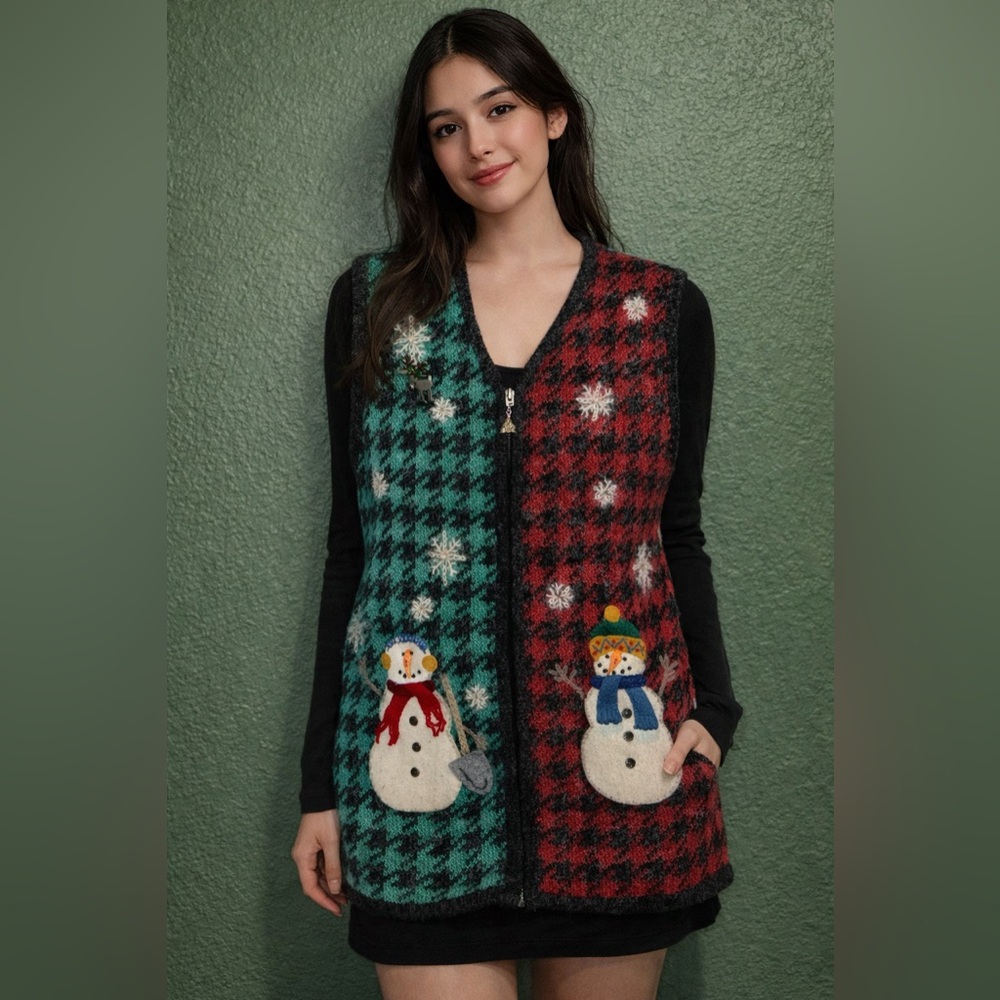 Northern Isles Snowman Sweater Vest teachercore granny cottagecore